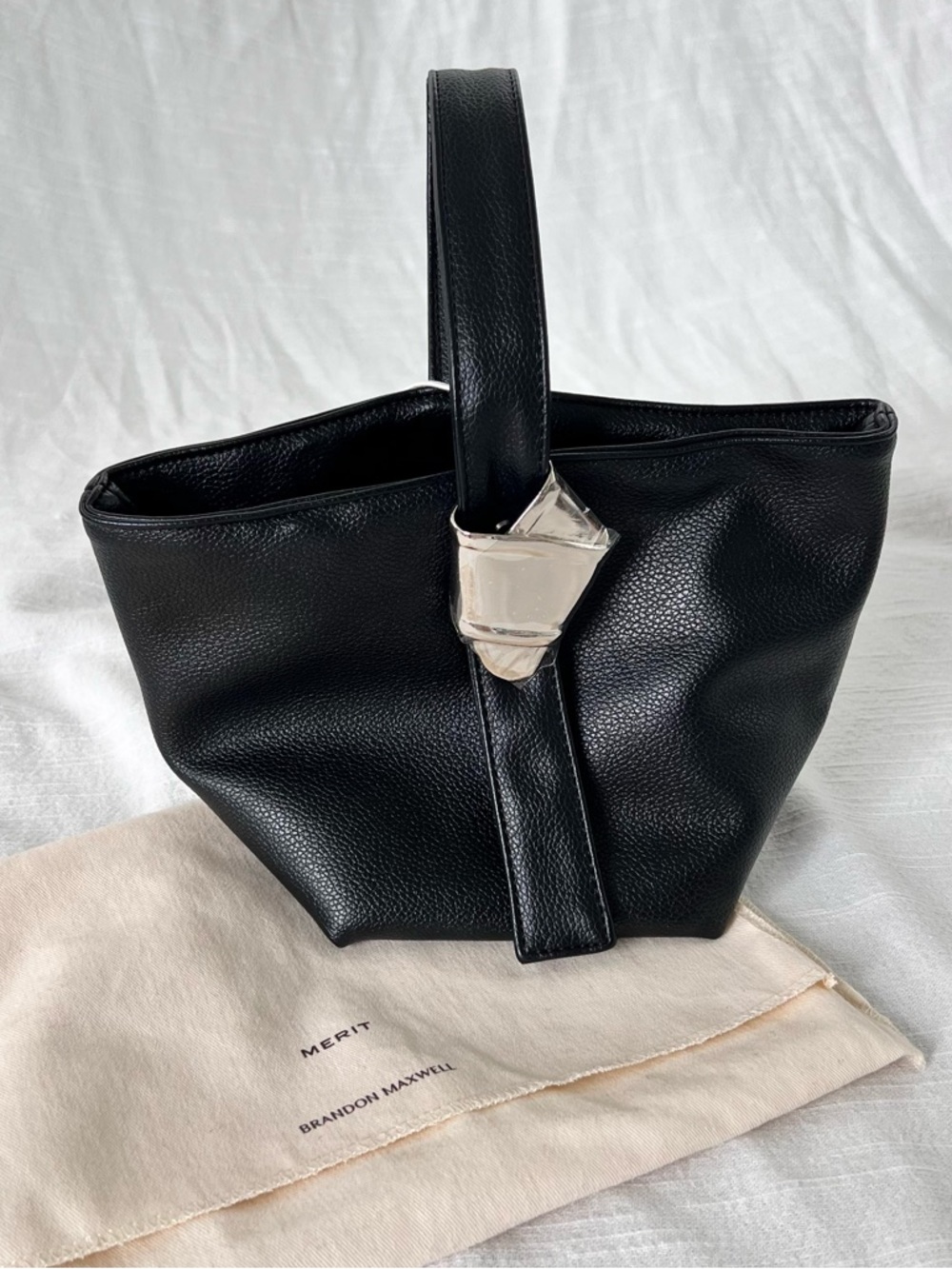Brandon Maxwell x Merit Black Black Clutch with Silver Accent NWT